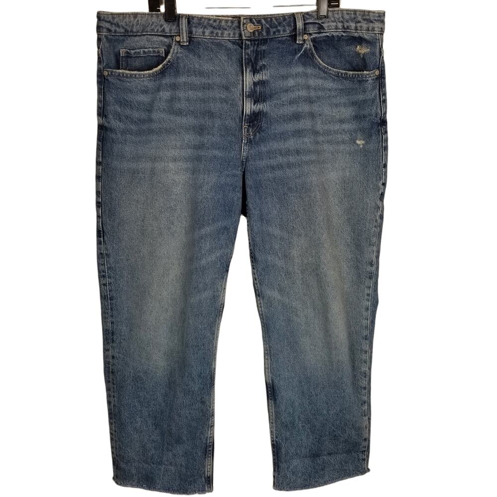 MNG Women's Blanca Straight Fit Cropped Jeans Raw Hem Size 18